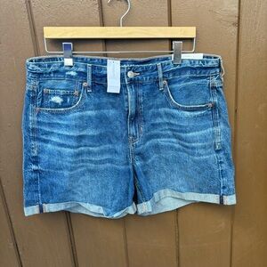 Womens NEW AE American Eagle Tomgirl Shorts Cut-off Destroyed Denim Jean Size 14